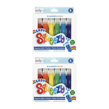 2x 6pc Ooly Paint Squeezy Poster Brushes Washable Non-Toxic Kids Set 3y+