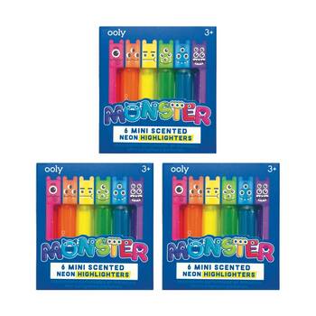 3x 6pc Ooly Monster Mini Scented Highlighters Neon Colours Fruity Scents 3y+
