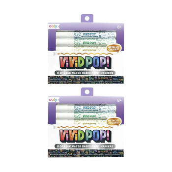 2x 8pc Ooly ViViD POP Paint Markers Metallic Set Water-Based Art Craft 8y+