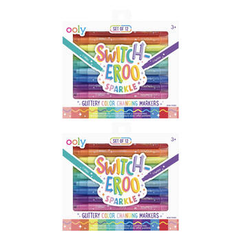 2x 12pc Ooly Switcheroo Sparkle Markers Double-Ended Glitter Colour-Changer Set