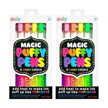2x 6pc Ooly Magic Puffy Pens Neon Colours 3D Puff Effect Art Kids Craft Set 3y+