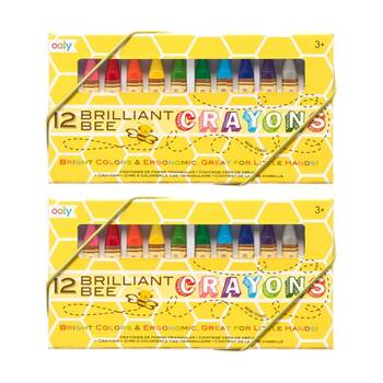 2x 12pc Ooly Crayons Brilliant Bee Triangular Ergonomic Kids Activity Set 3+