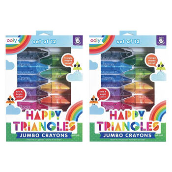 2x 12pc Ooly Crayons Jumbo Happy Triangles Bright Colours Kids Activity 3y+