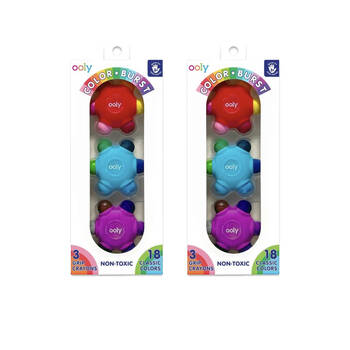 2x 12pc Ooly Colour Burst Grip Crayons Twist-Up Ergonomic Design Activity 3y+