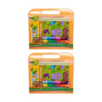 2PK Ooly Mini Traveller Kit Jungle Friends Kids Colouring & Activity Set 6y+