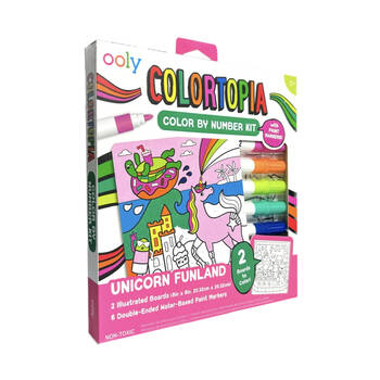 8pc Ooly Colortopia Colour By Numbers Kit Unicorn Funland Kids Activity 6y+