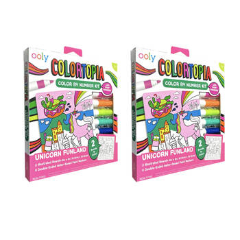2x 8pc Ooly Colortopia Colour By Numbers Kit Unicorn Funland Kids Activity 6y+