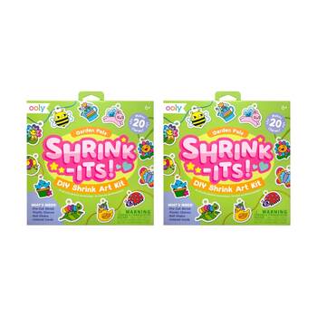 2PK Ooly Shrink-its Garden Pals DIY Shrink Art Kit Makes 20 Charms Kids Activity