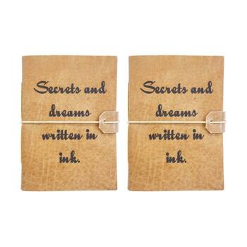 2PK LVD Brown Leather Written In Ink Writing Notebook Journal 13x18cm