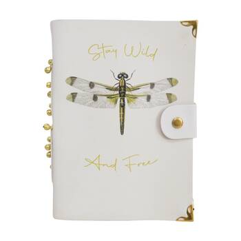 LVD Leather Notebook Journal With Stay WIld & Free Dragonfly 13x18cm