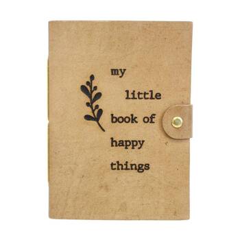 LVD Brown Leather Happy Things Writing Notebook Journal 13x18cm