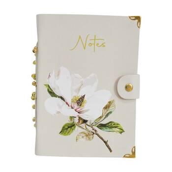 LVD Leather Magnolia Flower Writing Notebook Journal 13x18cm