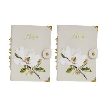2PK LVD Leather Magnolia Flower Writing Notebook Journal 13x18cm