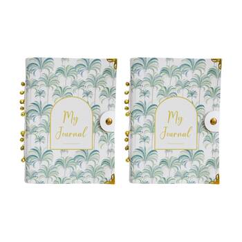 2PK LVD Leather Palm Tree My Journal Writing Notebook Blue/Green 13x18cm