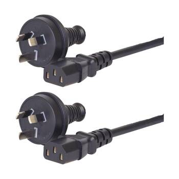 2PK Comsol 3PIN AU/NZ Male To IEC-C13 Female Mains Fully Moulded Power Cable 5m
