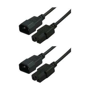 2PK Comsol IEC-C14 Male To IEC-C15 Female Socket High Temperature Power Cable 1m