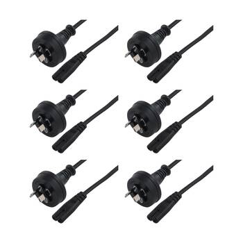 6PK Comsol 2PIN AUS Male to C7 Female Figure 8 Power Cable 2M Black