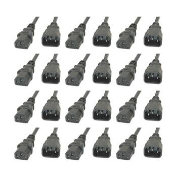 12PK Comsol IEC-C13 Female to IEC-C14 Male Power Extension Cable 1M Grey