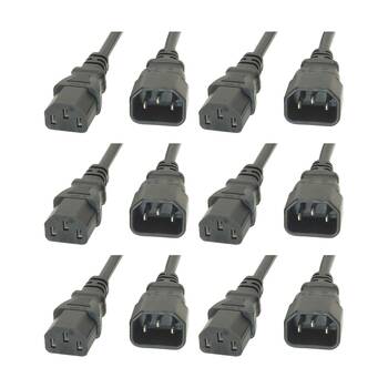 6PK Comsol IEC-C13 Female to IEC-C14 Male Power Extension Cable 1M Grey