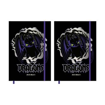 2PK How To Train Your Dragon 2026 Black Planner Yearly Diary Notebook A5 21x16cm