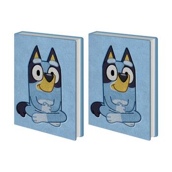 2PK Bluey Plush Blue Hard Cover Kids Writing Notebook Lined A5 21x16cm