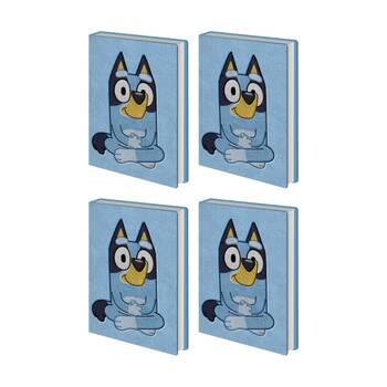 4PK Bluey Plush Blue Hard Cover Kids Writing Notebook Lined A5 21x16cm