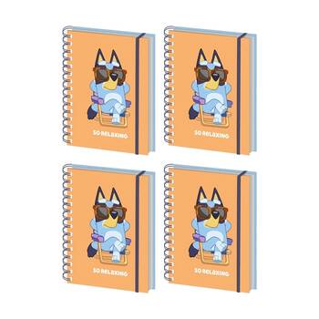 4PK Bluey So Relaxing Spiral Wiro Kids Writing Notebook Lined Orange A5 21x16cm