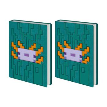 2PK Minecraft Green Axolotl Plush Notebook W/ Inner Compartment A5 21x16cm