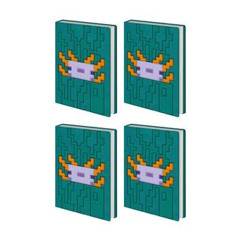 4PK Minecraft Green Axolotl Plush Notebook W/ Inner Compartment A5 21x16cm