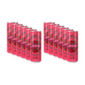 12PK Isabella's Raspberry Classic Flavoured Soda Can Soft Drink 355ml