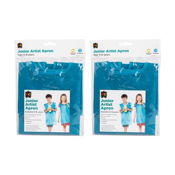 2PK Educational Colours Junior Artist Paint Kids Apron Blue 5-8y