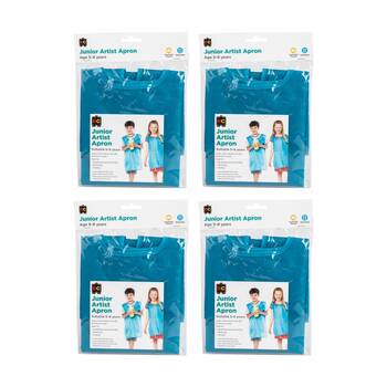 4PK Educational Colours Junior Artist Paint Kids Apron Blue 5-8y