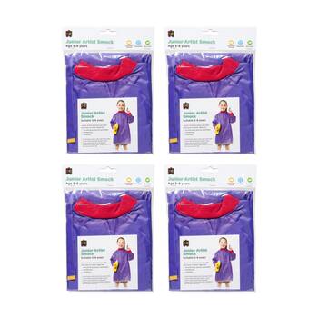 4PK Educational Colours Junior Artist Paint Smock Apron Purple 5-8y