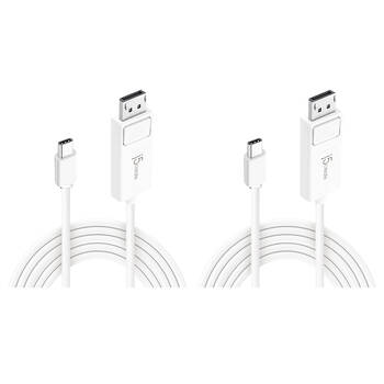 2PK J5Create USB-C To USB-A 4K DisplayPort Multi Monitor Cable White