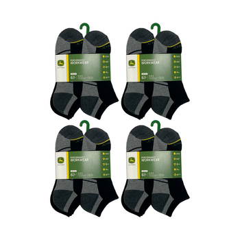 4x 6pc John Deere Low Cut Performance Socks (Size 10-13) Black Mens