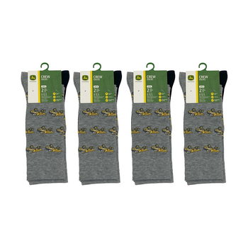 4x 2pc John Deere Dress Socks (Size 10-13) Grey/Black 90% Polyester Mens