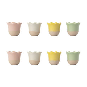 2x 4pc Jamie Oliver Mixed Colour Big Love Excellent Stoneware Egg Cups 6cm