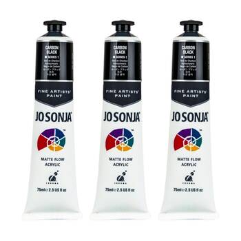 3PK Jo Sonja Acrylic Colour Series Artist Craft Paint 75mL Tube Carbon Black