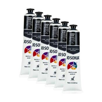 6PK Jo Sonja Acrylic Colour Series Artist Craft Paint 75mL Tube Carbon Black