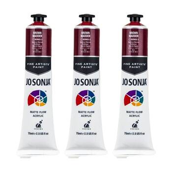3PK Jo Sonja Acrylic Colour Series Artist Craft Paint 75mL Tube Brown Madder