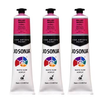 3PK Jo Sonja Acrylic Colour Series Artist Paint 75mL Tube Brilliant Magenta