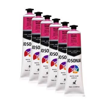 6PK Jo Sonja Acrylic Colour Series Artist Paint 75mL Tube Brilliant Magenta