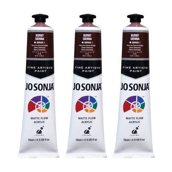 3PK Jo Sonja Acrylic Colour Series Artist Craft Paint 75mL Tube Burnt Sienna