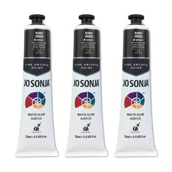 3PK Jo Sonja Acrylic Colour Series Artist Craft Paint 75mL Tube Burnt Umber