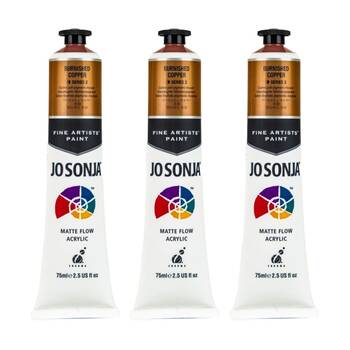 3PK Jo Sonja Acrylic Colour Series Artist Craft Paint 75mL Tube Burnish Copper