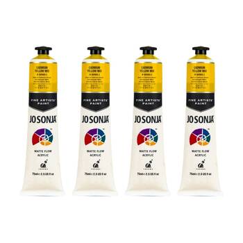 4PK Jo Sonja Acrylic Colour Series Artist Paint 75mL Tube Cadmium Yellow Mid