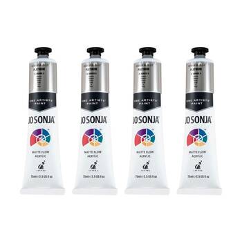 4PK Jo Sonja Metallic Colour Series Acrylic Artist Paint 75mL Tube Platinum