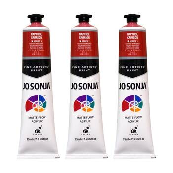 3PK Jo Sonja Acrylic Colour Series Artist Craft Paint 75mL Tube Napthol Crimson