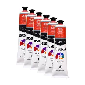 6PK Jo Sonja Acrylic Colour Series Artist Paint 75mL Tube Napthol Red Light