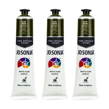 3PK Jo Sonja Acrylic Colour Series Artist Craft Paint 75mL Tube Olive Green